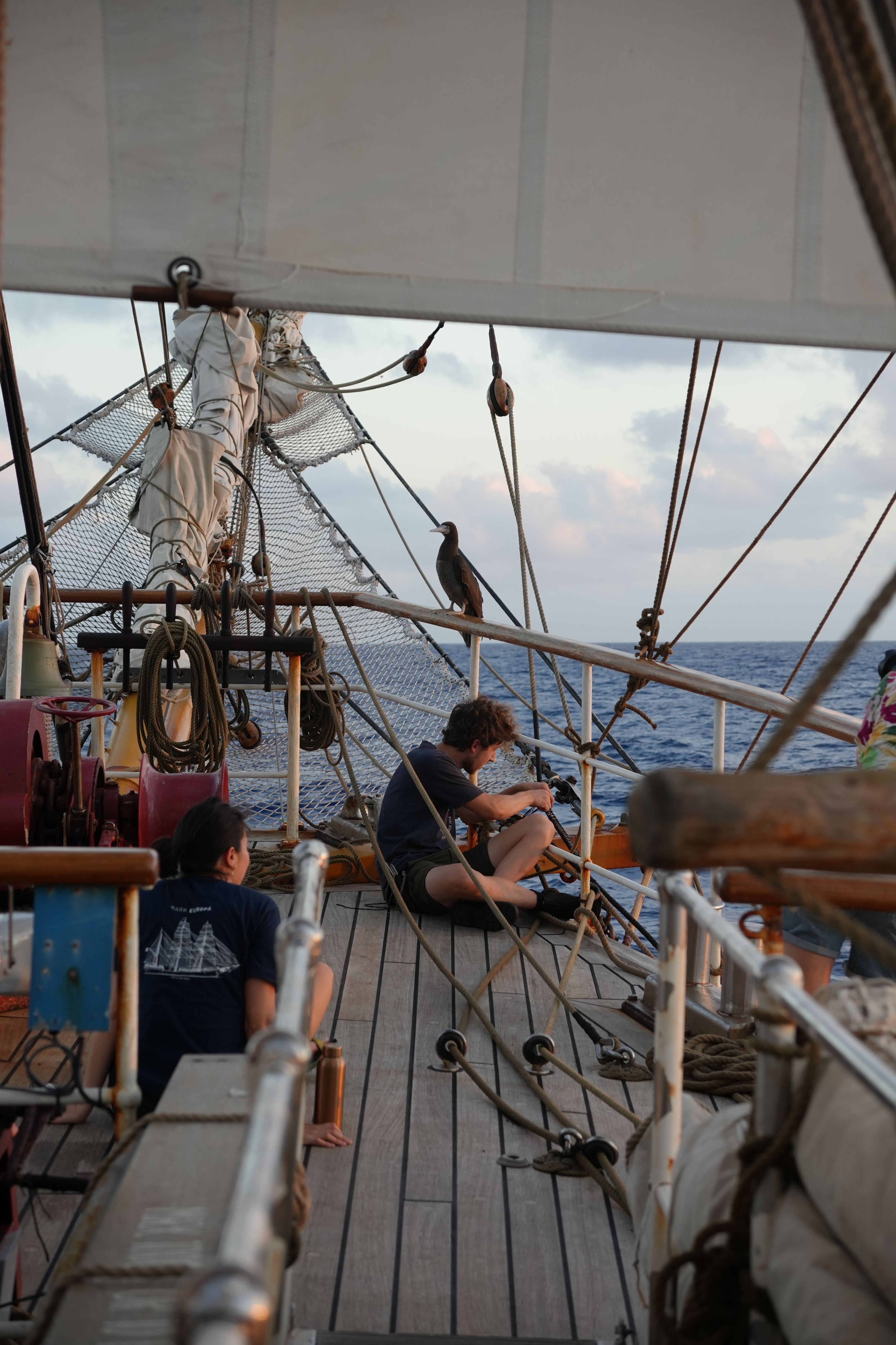 Bark EUROPA at anchor in tropical Pacific waters